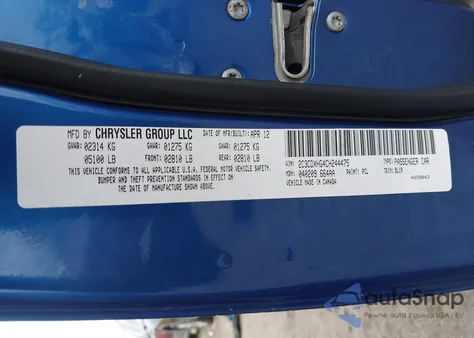 2012 Dodge Charger Sxt from USA, damaged, VIN 2C3CDXHG4CH244475